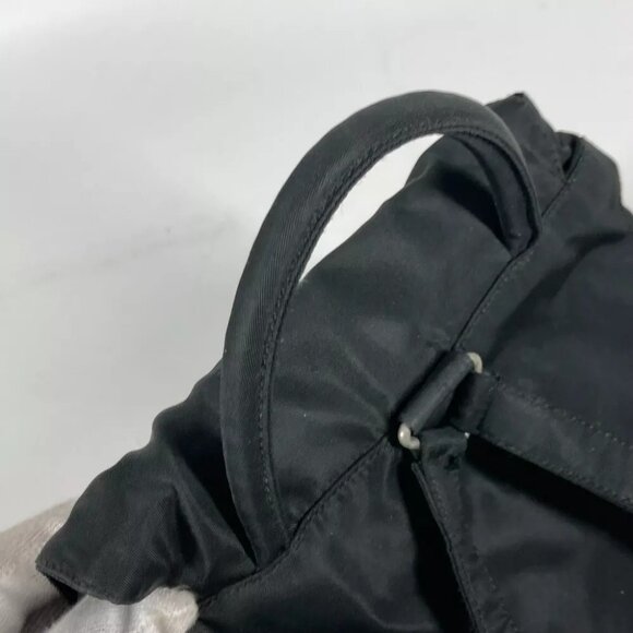 PRADA triangle logo triangle logo plate backpack bag Nylon Black main image 4